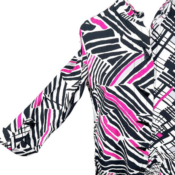 Ali Miles Abstract striped tunic top Wire Collar Artsy Chic A-Line Whimsy Size M - Picture 8 of 13